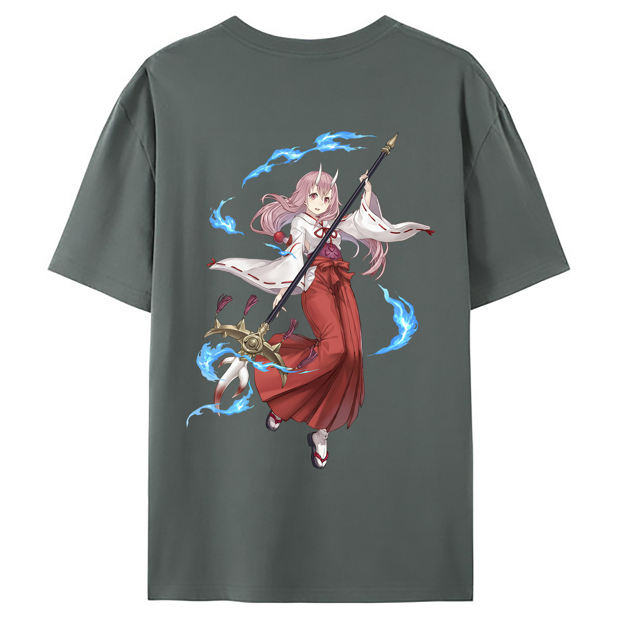 （画像用） 転スラ Regarding Reincarnated to Slime 綿100％ メンズ半袖Tシャツ（バックプリント） 通気性